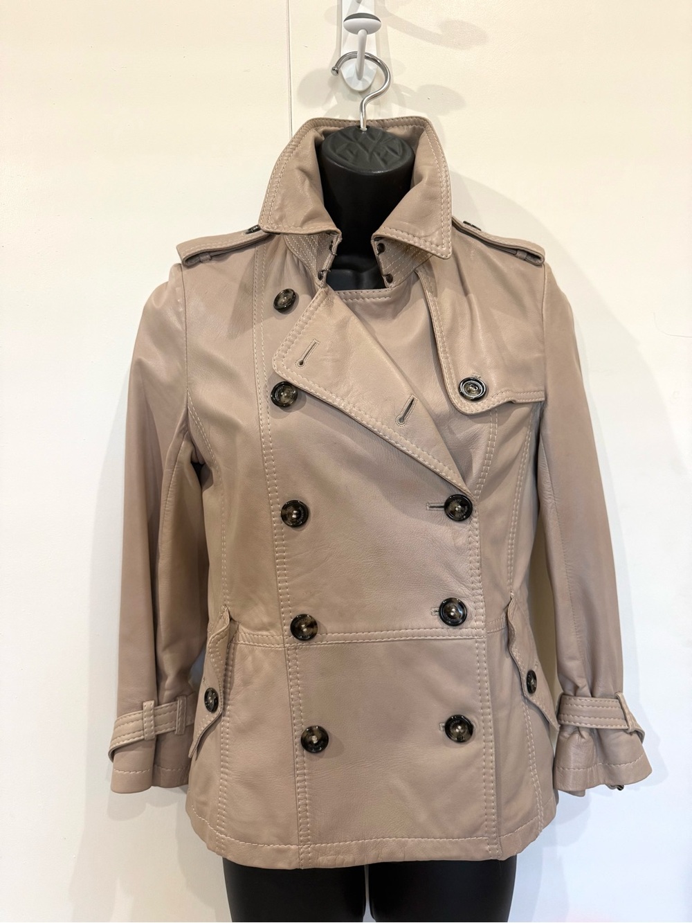 Burberry Classic Double-Breasted Women's Leather Jacket - Taupe
